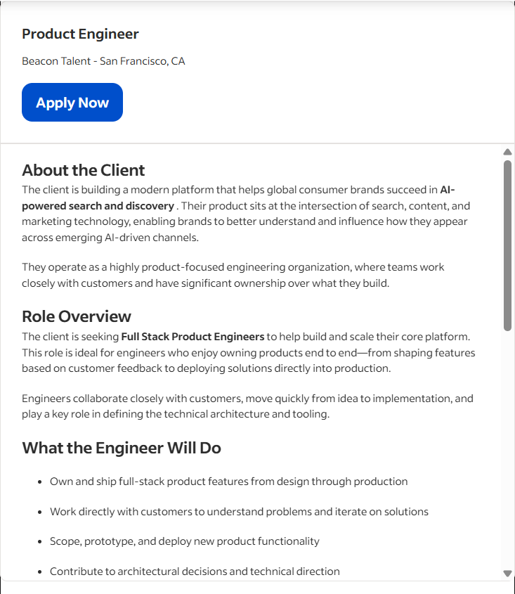 Job listing screenshot 1