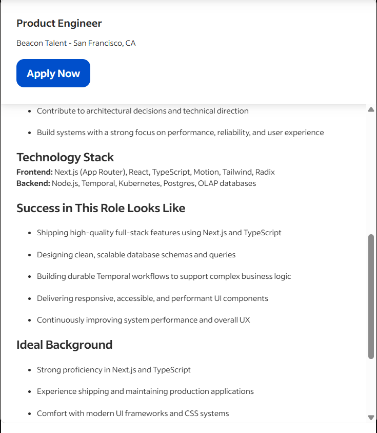 Job listing screenshot 2